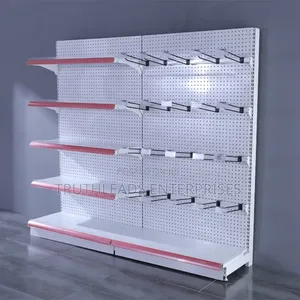 2 Merged Singles Supermarket Shelves With 6 Layers, 20 Hook, 4 Beams.