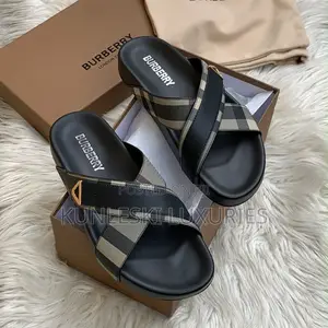 Original Burberry Cross Leather Slippers