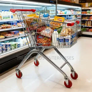 Silver Chrome Supermarket Metal Trolley