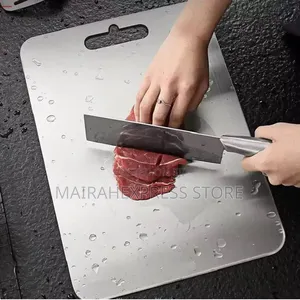 Double Sided Stainless Steel Chopping Board. (28x39cm 30x46cm) T2m7