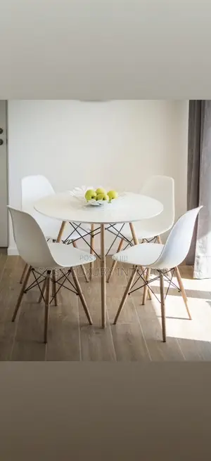 Modern White Round Dining Set With Eames Chairs (4 Seater)