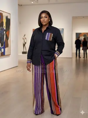 Aso Oke Pants and Black Shirt - Style 943