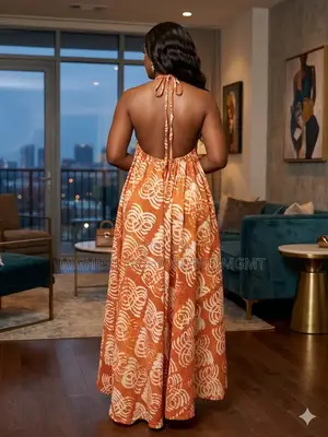 Adire Backless Gown - Style 543