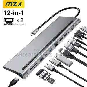 MST Dual Hdmi Hub Usb C HDTV Multifunctional Adapter - 12 Ports