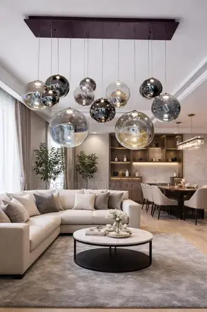 Modern Smoky Gray Bubbled -Shape Glass Chandelier Nordic Home Pendant