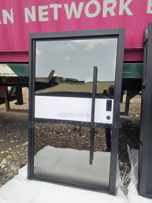 Modern Smart Aluminum Security Entry Door With Reflective Glass Panel
