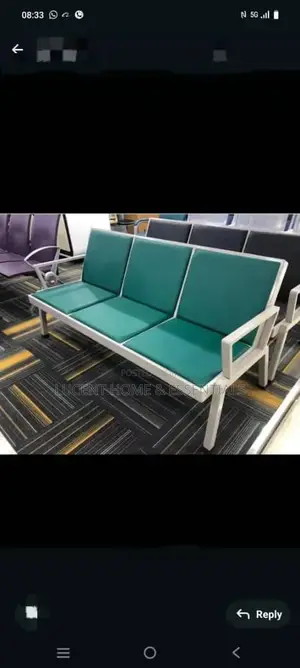 Premium 3-Seater Office Waiting Room Bench - Teal Green Leather