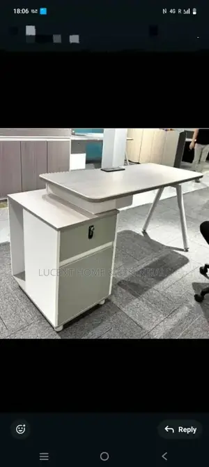 Modern Minimalist L-Shaped Office Desk With Side Cabinet Lock