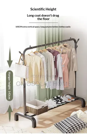 35 Kg Metal Clothing Rack With Shoe Base Accessory Hooks