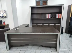 Dark Executive Office Table With Bookshelfs 2m