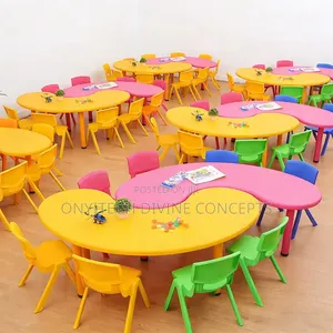Kindergarten Half Moon Table With 4 Chairs