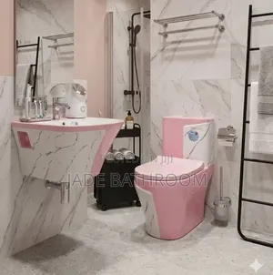 Pink and White Water Closet