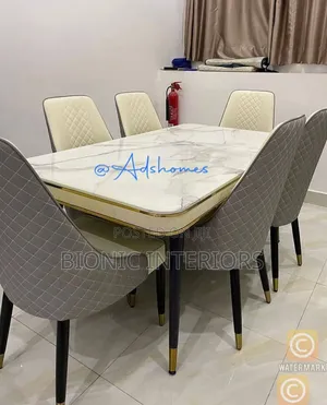 Tick Marble Top Dining Table Set With 6 Seaters Imported