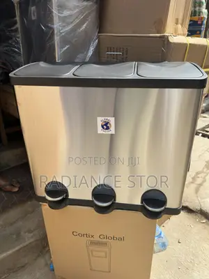 60 Liters With 3 Compartment Stainless Steel Pedal Dust Bin