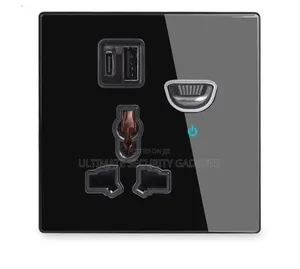 Tempered Glass Universal Single Socket With Usb and Type C.