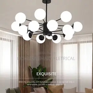 Gold Plate Lustre Led Chandelier E27 Bulb Glass Shadehangingchandelier