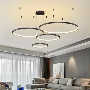 Minimalist Modern Led Chandelier Home Lighting Brushed Rings Ceiling