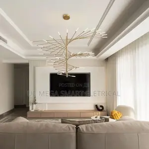 Villa Duplex Led Chandelier Hanging Adjustable Gold Black Lighting