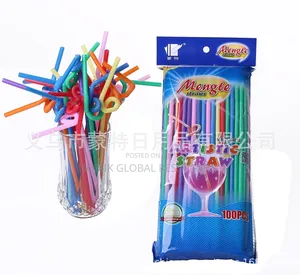 100pcs Colourful Disposable Bendable Drinking Mengte Straws