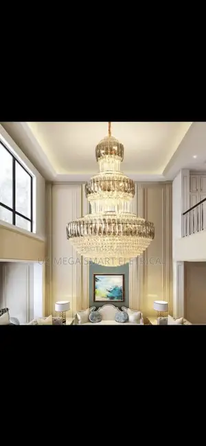 Luxury Living Room Crystal Chandelier Staircase European-Style Large
