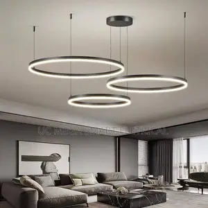 Modern Led Living Room Chandelier White/Gold Ring Ceiling Light