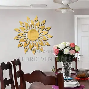 Golden Sunflower Acrylic Wall Mirror Sticker