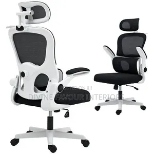 Ergonomic Swivel Office Chair - White Black
