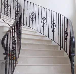 Double-C Four Feather Wrought Iron Rails