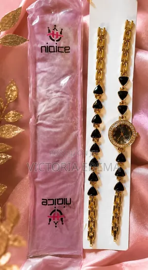 Niaice Ladies Gold Black Crystal Bracelet Watch – Brand New