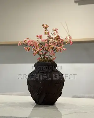 Ruffled Medina Vase With Mini Cherry Plant – Modern Luxury Table Decor