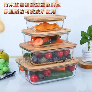 4in1 Lock Fresh Glass Bowl With Bamboo Lid