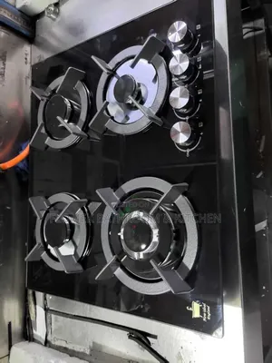 New Ideal 4-Burner Built-in Gas Hob – Black Tempered Glass Cooktop.