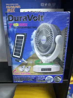Duravolt 7" 3in1 Solar Rechargeable Fan