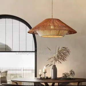 Minimalist Wabi-Sabi Mixed Wove Jute Rope Bucket E27 Led Pendant Light