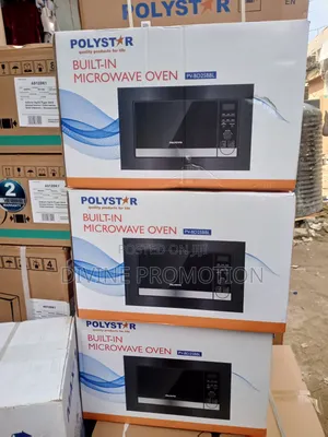 25 Liters Polystar Built-in Microwave, Glossy Black With 1yr Warranty