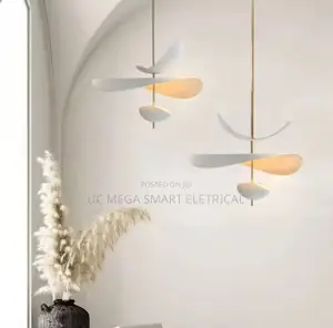 French Style Minimalist White Led Curved Lampshade Pendant Light