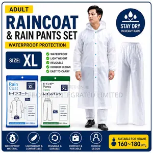 Adult Xl Rain Coat Set Waterproof Hooded Raincoat