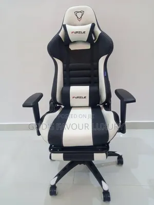 Ergonomic Design Gaming Desk Chair {Black White}
