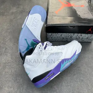 Air Jordan 5 White and Purple Sole