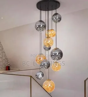 Modern Led Large Spherical Ceiling Chandelier Duplex Staircase Light