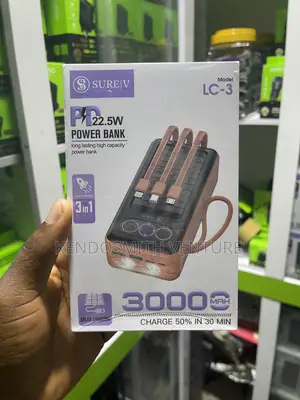 Surev Lc-3 30000mah Solar Charging Powerbank–22.5w Fast Charge,3-in-1