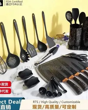 Marble Silicone Cooking Spoon With Board With Knife Etc