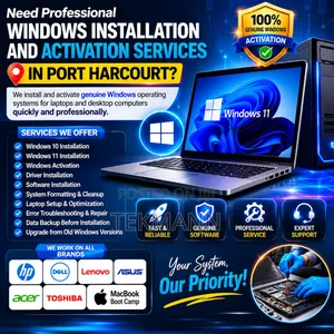 Windows Installation and Activation in Port Harcourt, Laptop Desktop