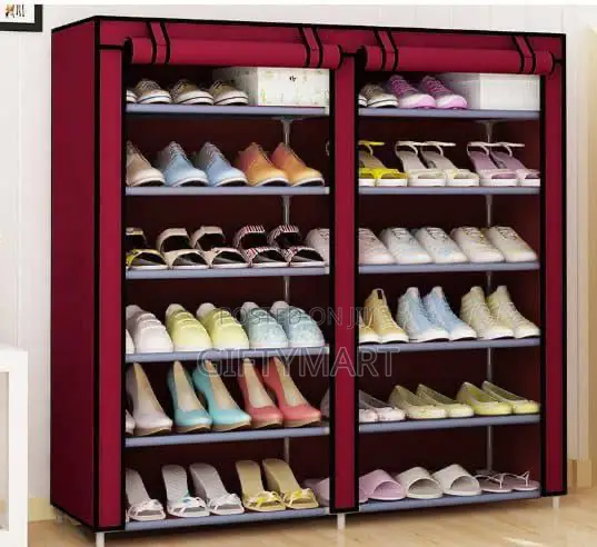 Double Sided Shoe Storage Rack With Covers for Dust Proof