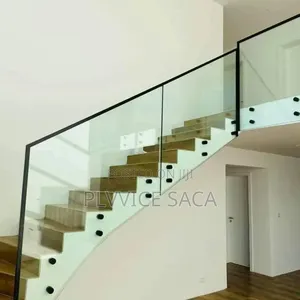 Glass Handrail With Black Accessories