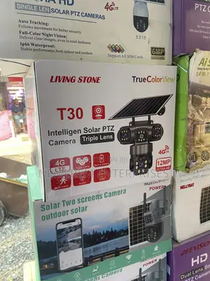 Living Stone T30 12mp Ultra Hd Solar PTZ Security Camera -Triple Lens