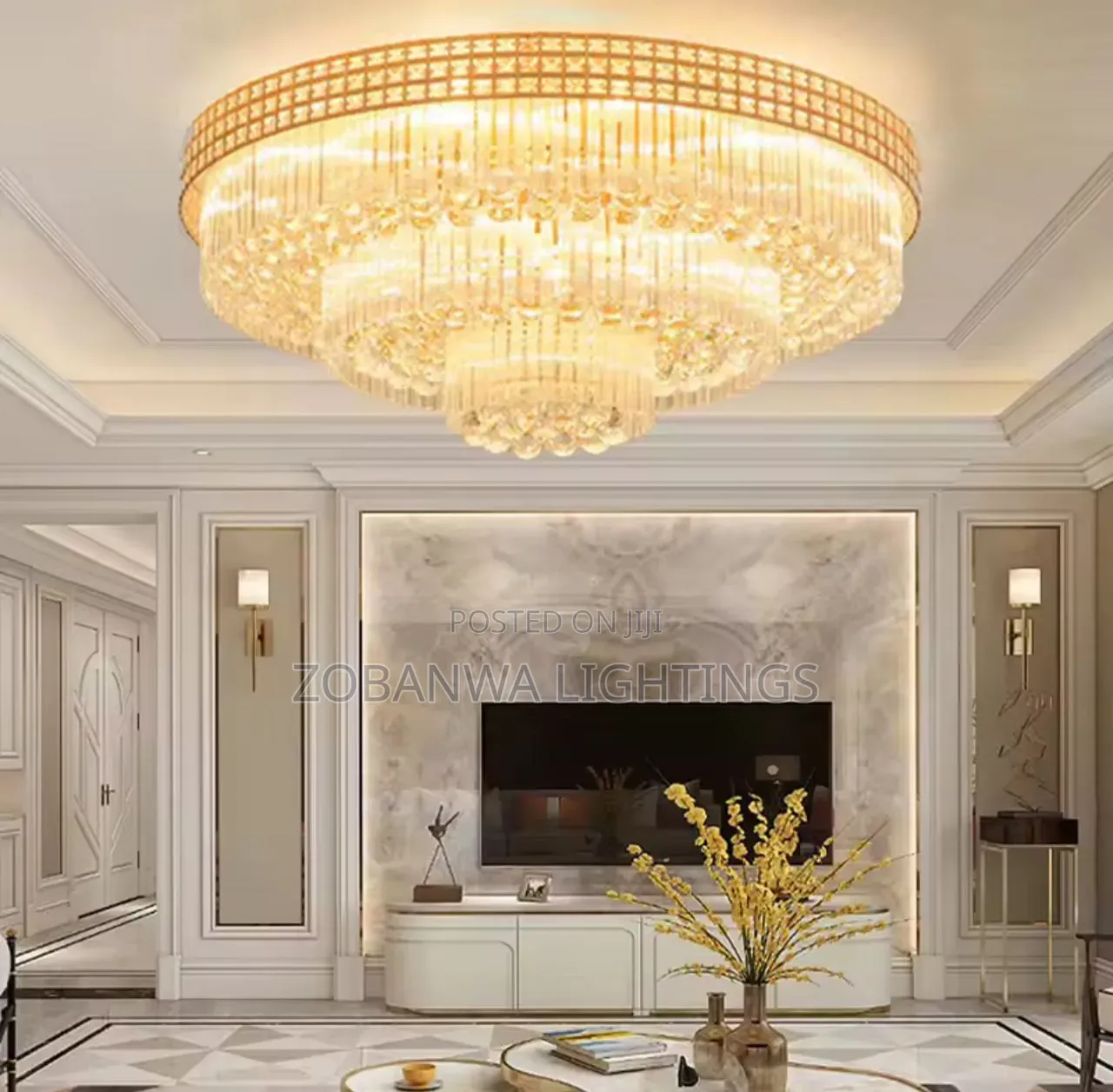Modern Large Crystal Ceiling Light