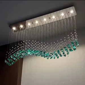 Green Stone Glass Led Pendant Chandelier