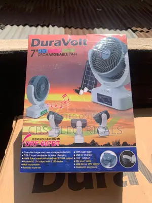Duravolt 7" 4-in-1 Solar Music Rechargeable Fan