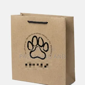 Brown Small Kraft Paper Bags Printing For Restaurants With Rope Handle
